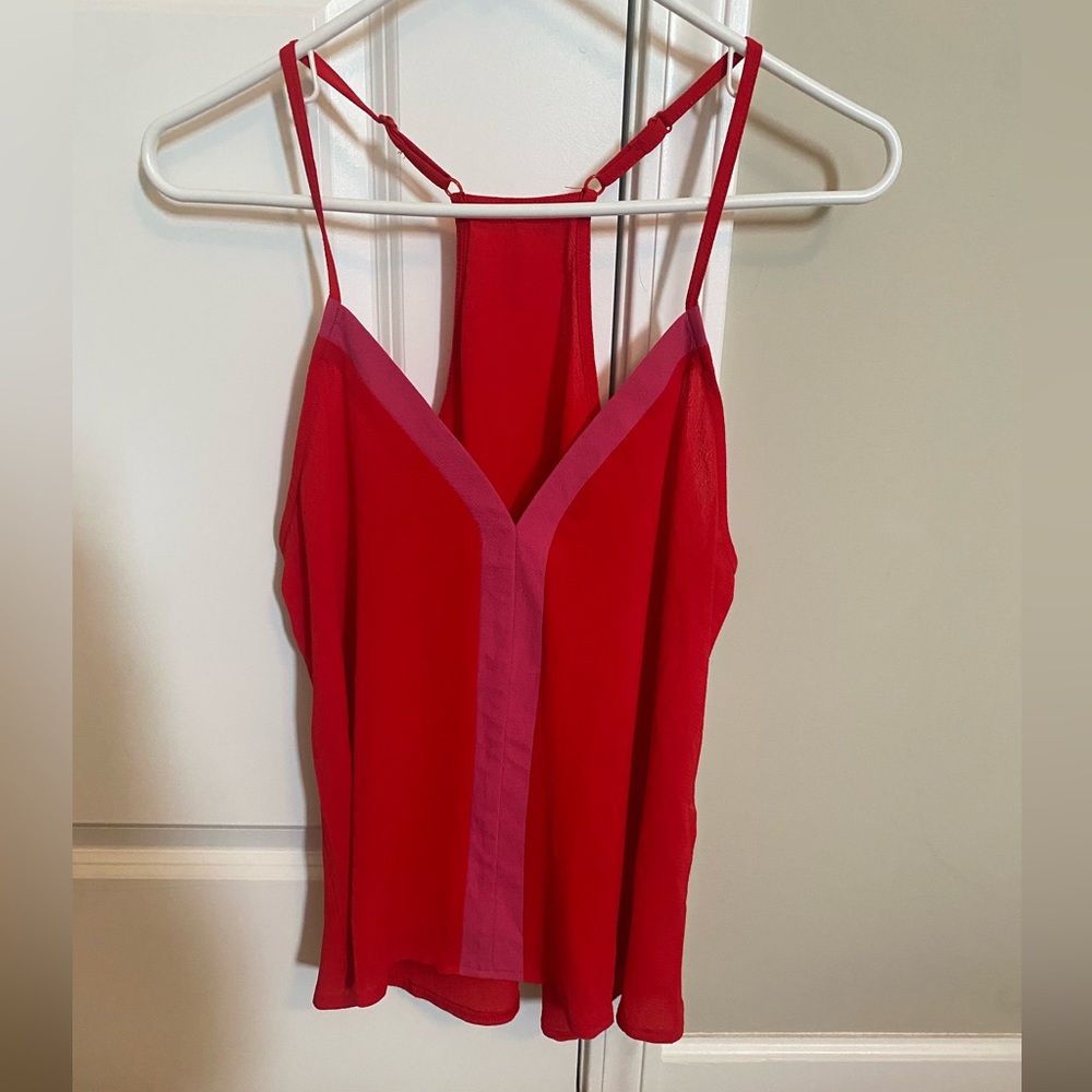 Red and pink spaghetti strap racer back tank